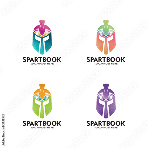 Spartan and book logo, book logo in spartan helmet