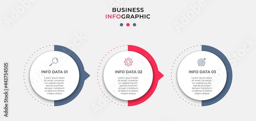 Vector Infographic design business template with icons and 3 options or steps. Can be used for process diagram, presentations, workflow layout, banner, flow chart, info graph