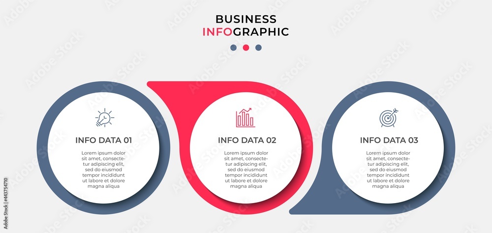 Vector Infographic design business template with icons and 3 options or steps. Can be used for process diagram, presentations, workflow layout, banner, flow chart, info graph