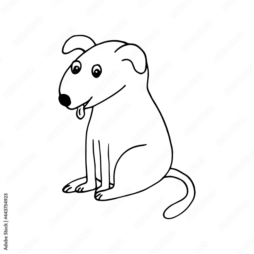 Fototapeta dog icon. hand drawn doodle. vector, scandinavian, nordic, minimalism, monochrome. pet, animal, cute, funny.