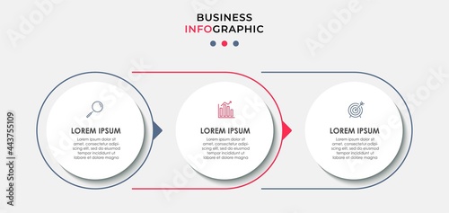 Vector Infographic design business template with icons and 3 options or steps. Can be used for process diagram, presentations, workflow layout, banner, flow chart, info graph