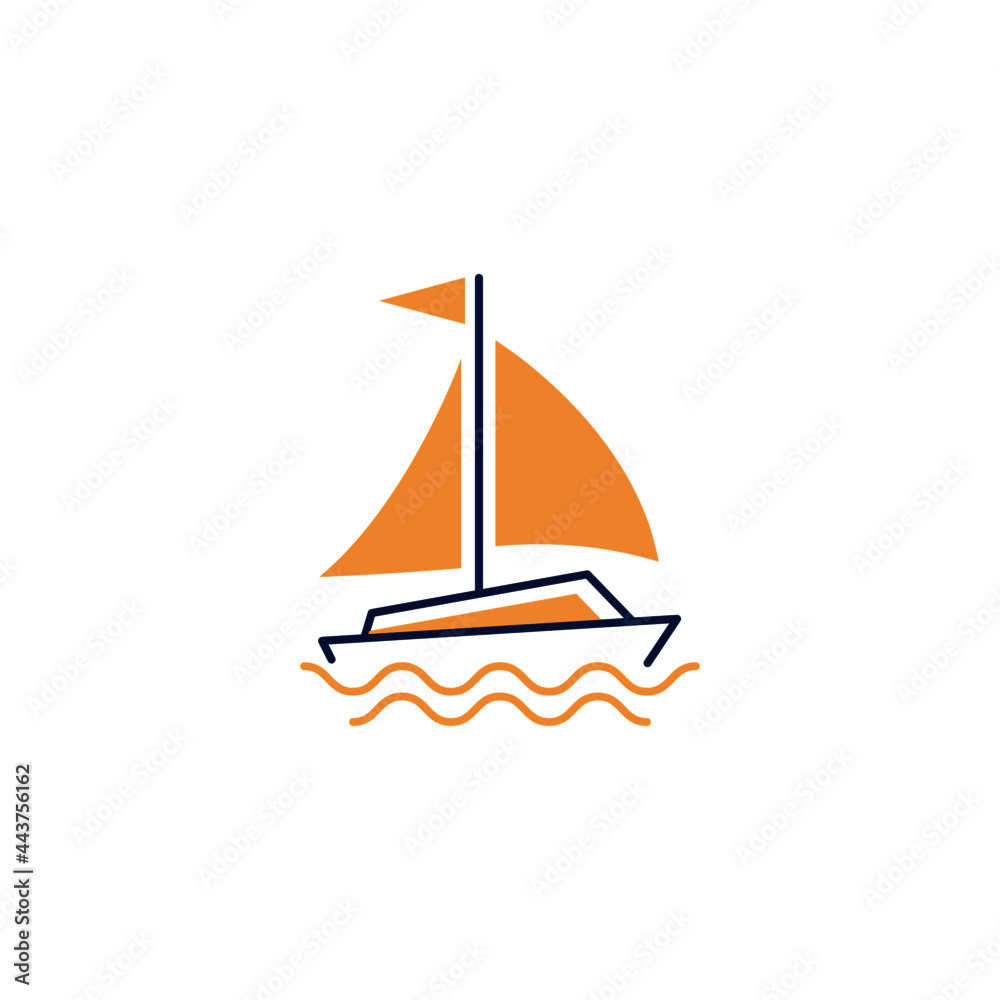 Boat, ship, yacht icon in color icon, isolated on white background 