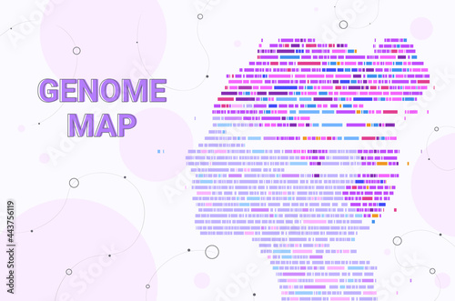 big genomic data with woman face genome sequence map horizontal