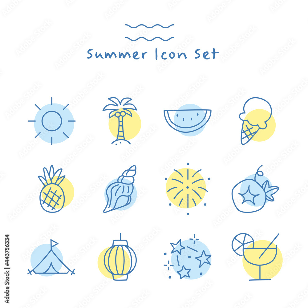 Vector hand drawn summer icon set