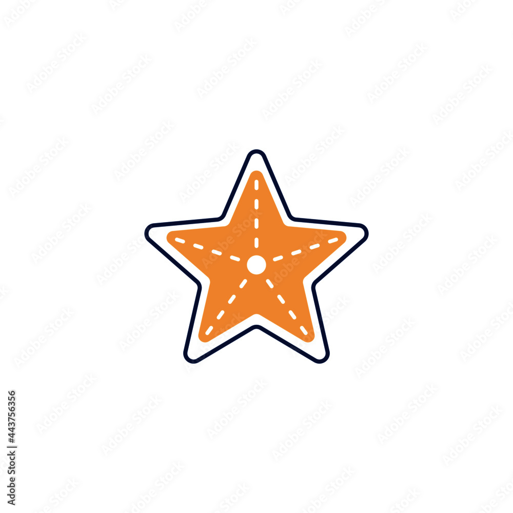 starfish icon in color icon, isolated on white background starfish icon in color icon, isolated on white background