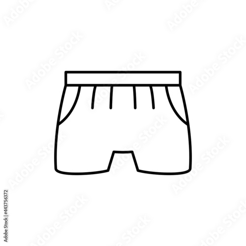 Boxer pants icon in flat black line style, isolated on white background 