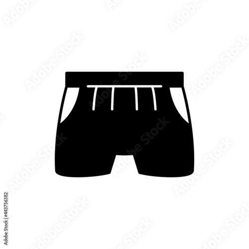 Boxer pants icon in solid black flat shape glyph icon, isolated on white background 