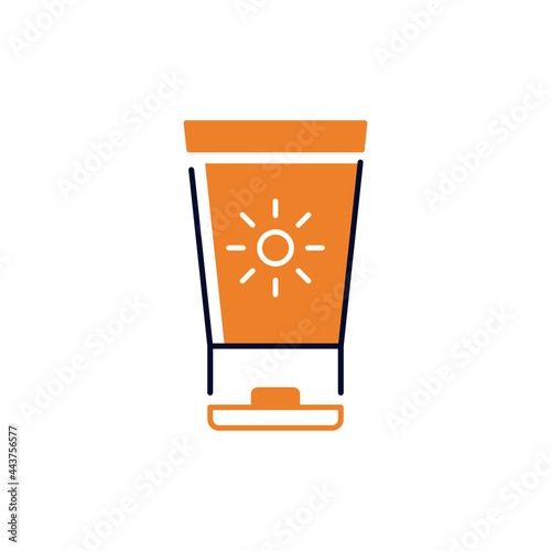 Lotion sunblock icon, sunscreen icon in color icon, isolated on white background 