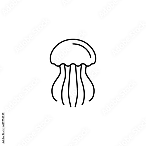 jellyfish icon in flat black line style, isolated on white background 