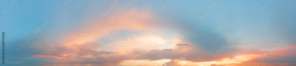 Obraz premium Panorama pink with blue sky