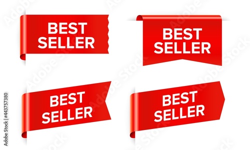 Best seller red sticker and tag isolated on white background