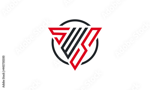 Initial Letter S W S triangle monogram modern logo Red and Black
