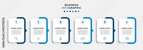 Vector Infographic design business template with icons and 6 options or steps. Can be used for process diagram, presentations, workflow layout, banner, flow chart, info graph