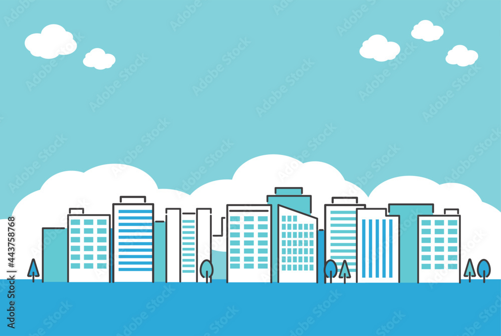 シンプルでかわいいビル街のベクターイラスト素材 雲 風景 Stock Vector Adobe Stock