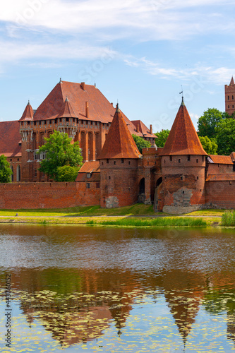 13th century Malbork Castle, medieval Teutonic fortress on the Nogat River, Malbork, Poland