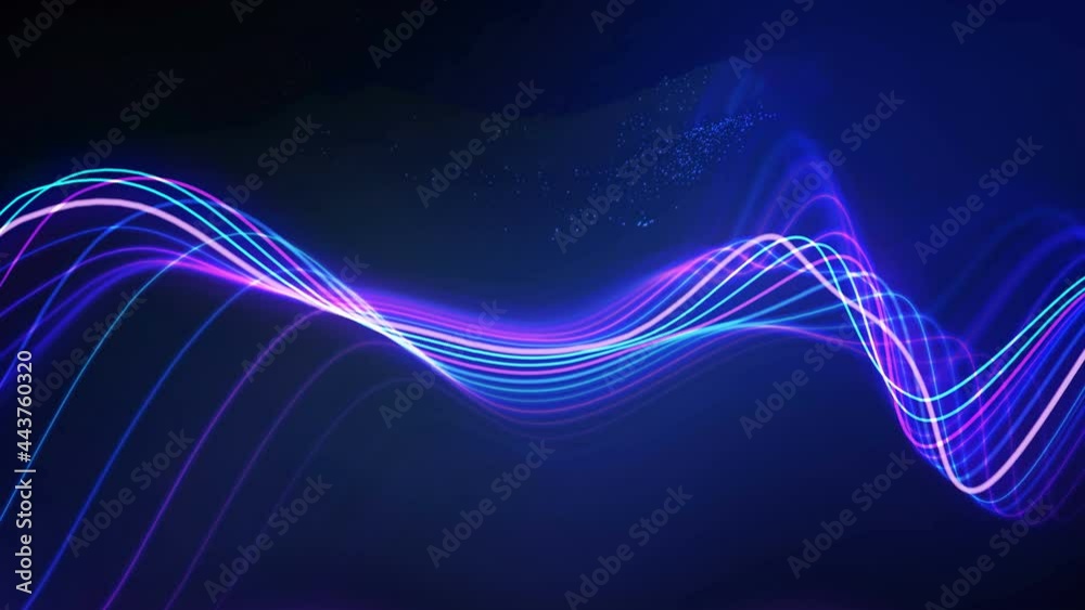 Abstract blue sound waves. Colorful waves digital music equalizer. Graphic wave pattern technology background. Seamless loop 4k.