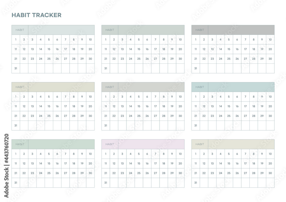 Note, scheduler, diary, calendar planner document template illustration. Habit tracker. Note, scheduler, diary, calendar planner document template illustration. Habit tracker.