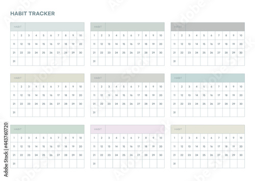 Note, scheduler, diary, calendar planner document template illustration. Habit tracker. photo