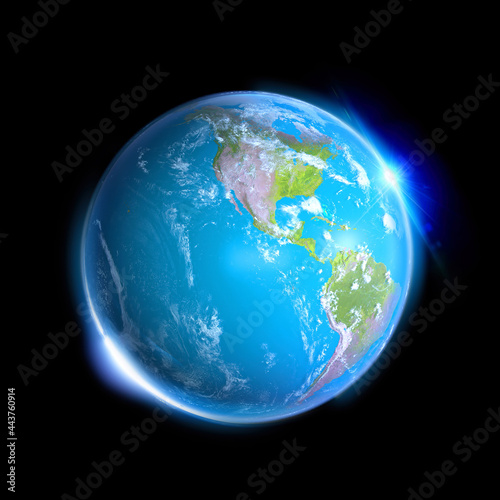 Fototapeta Naklejka Na Ścianę i Meble -  earth space universe optical flares blue planet