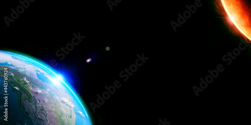 Fototapeta Naklejka Na Ścianę i Meble -  earth space universe optical flares blue planet