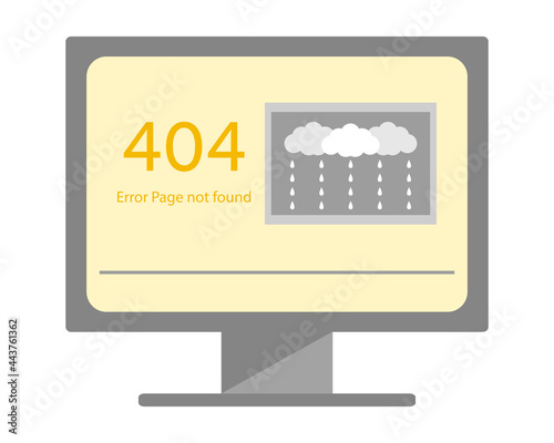 404 error page or file not found wallpaper. Computer screen showing error code 404 with raining oustside the window.