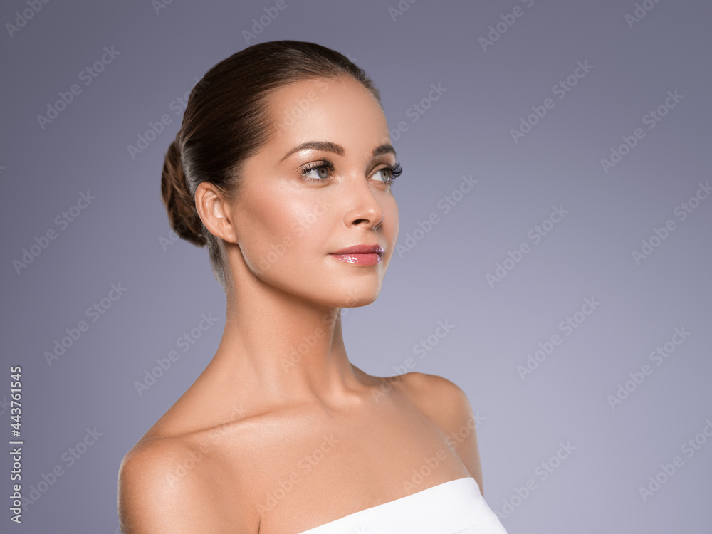 Beautiful woman healthy clean skin natural make up healthy smile brunette female model Beautiful woman healthy clean skin natural make up healthy smile brunette female model