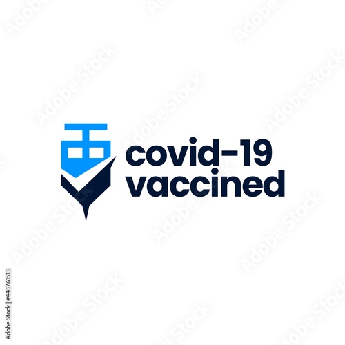 injection vaccine check i have got vaccinated covid 19 logo vector icon illustration