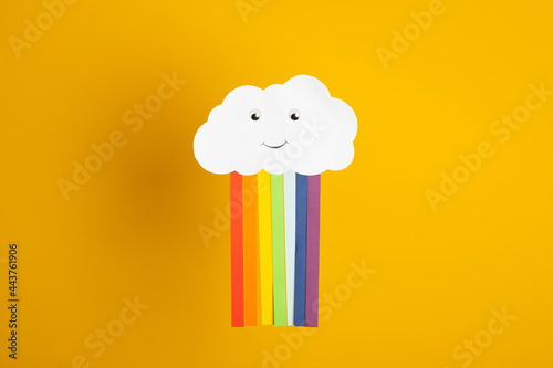 DIY children paper rainbow. Step-by-step instruction to create a rainbow of colored paper. Step 11