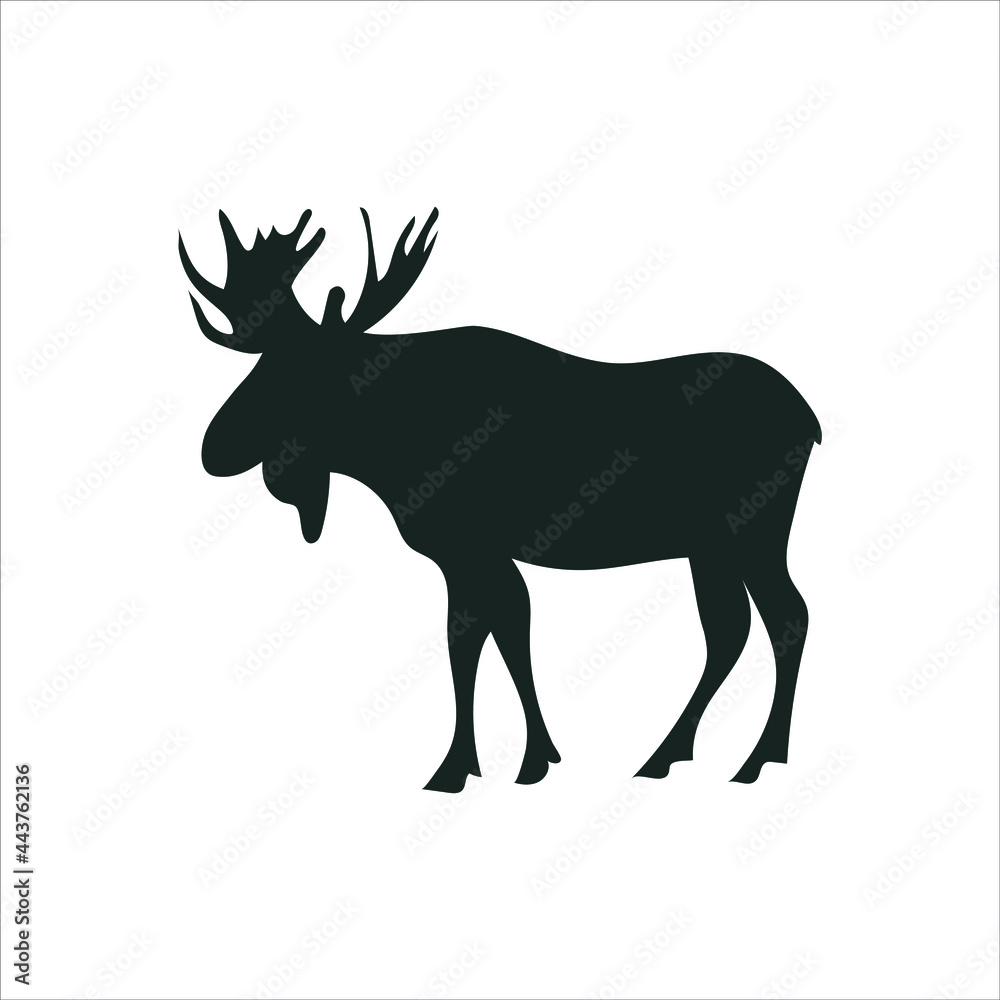 Moose Vector Silhouette isolated on white background.