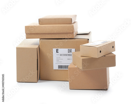 Bild auf Leinwand Different parcels on white background