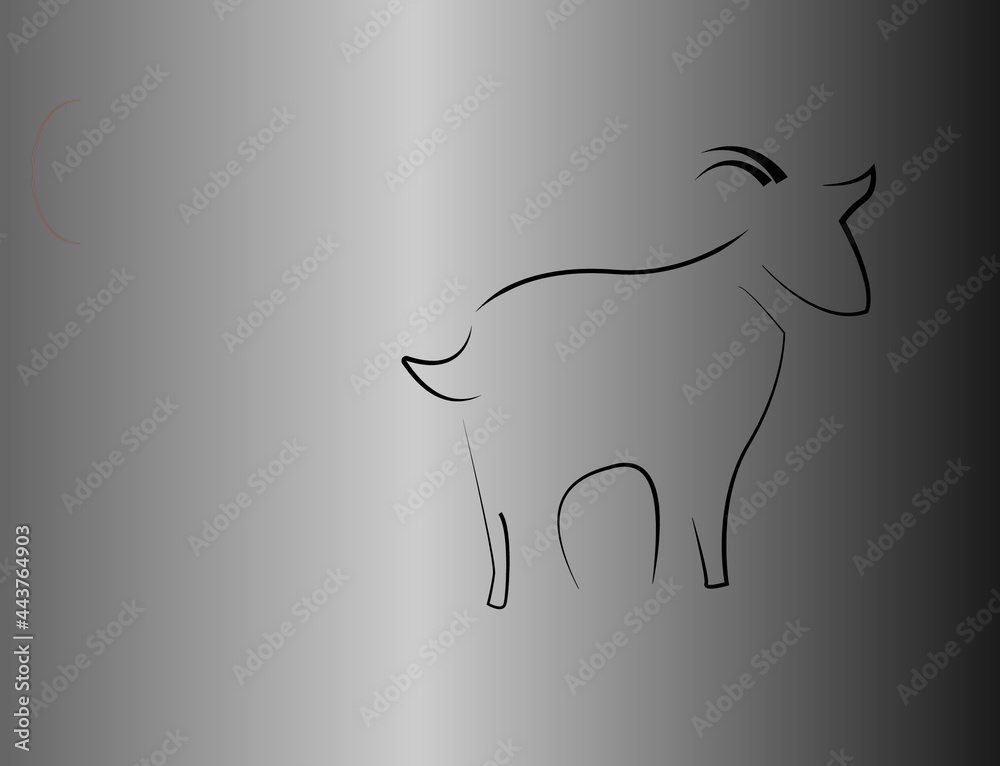 Fototapeta premium DOMESTIC GOAT LOGO IN BLACK WITH GRADIENT IN BACKGROUND