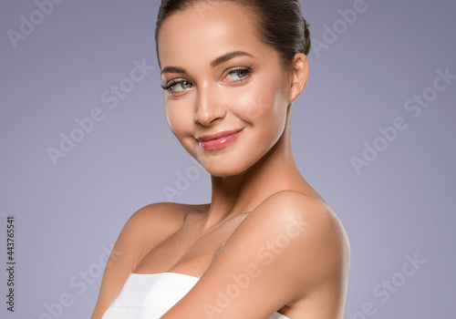 Beautiful woman face healthy skin care natural beauty close up 