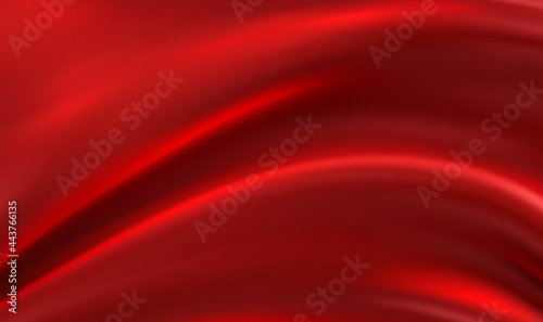 Luxury red satin smooth fabric background. Abstract background luxury red cloth or liquid wave or wavy folds of grunge silk texture satin velvet material or luxurious background. Vector illustration