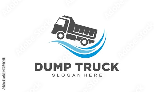 Dump truck and wave vector logo