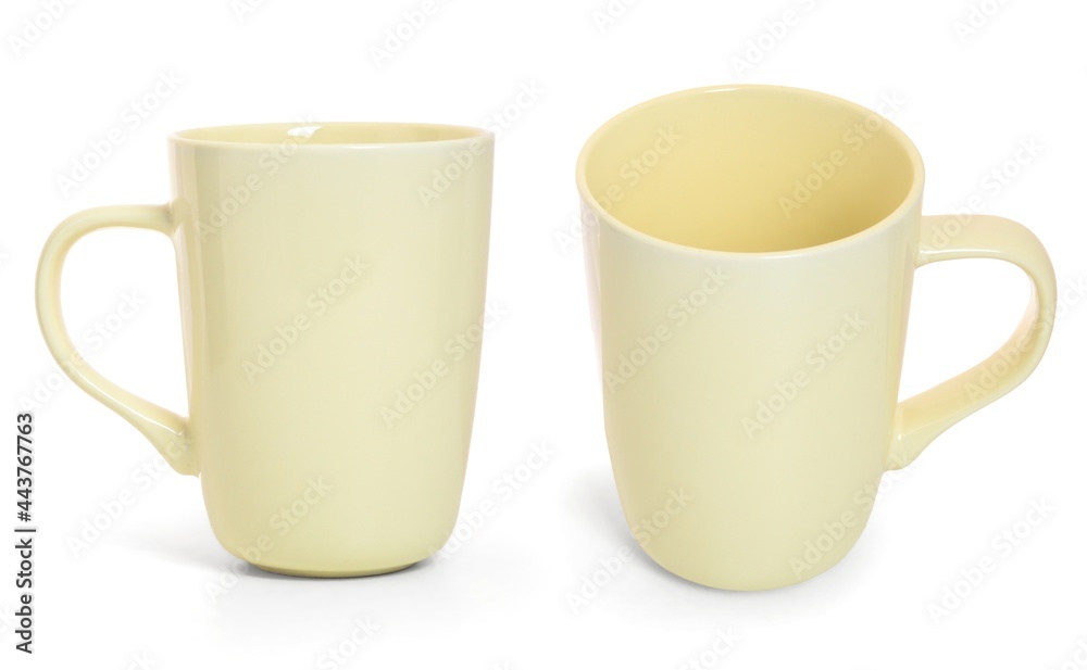 Yellow ceramic mug isolated on white background Yellow ceramic mug isolated on white background