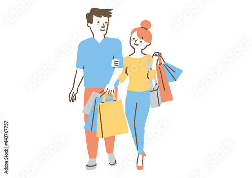 買い物している男女2人