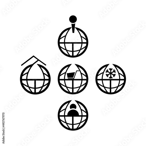 World planet icon set. Planet earth, globe icon and logo vector illustration
