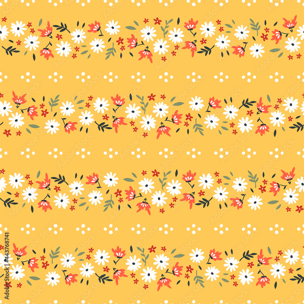 Lovely hand drawn floral seamless pattern, cute doodle flowers and dotted lines, great for textiles, wrapping, banners, cloth, surface - vector design