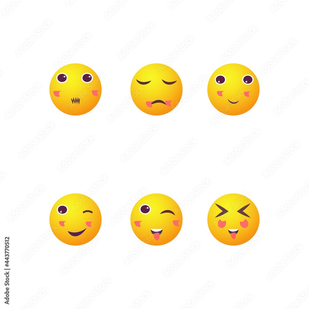 Modern Flat Design Vector Facebook Emoji Set with Different Reactions for Social Network Isolated on White Background