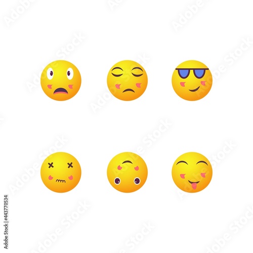 Emoji set. Emoticon cartoon emojis symbols digital chat objects icons set Vector © designestock