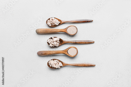 Composition with fresh and dry yeast on light background