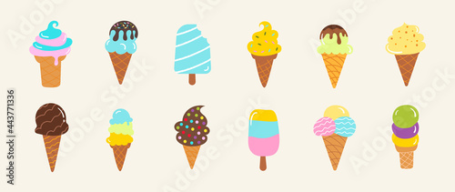 Colorful Summer Ice cream vector illustration. 