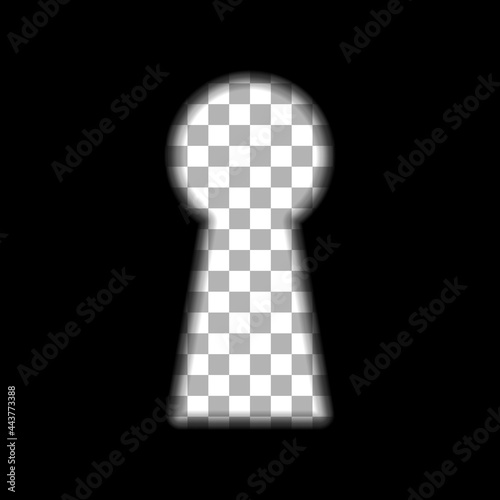 Keyhole on a transparent background. Concept of idea search, observation, spying. Vector illustration in realistic style