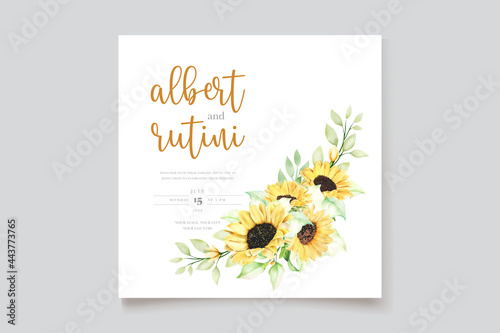 watercolor sunflower invitation card