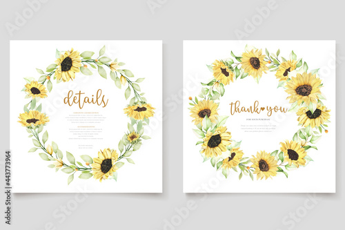 watercolor sunflower invitation card