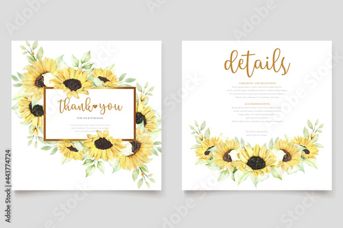 watercolor sunflower invitation card
