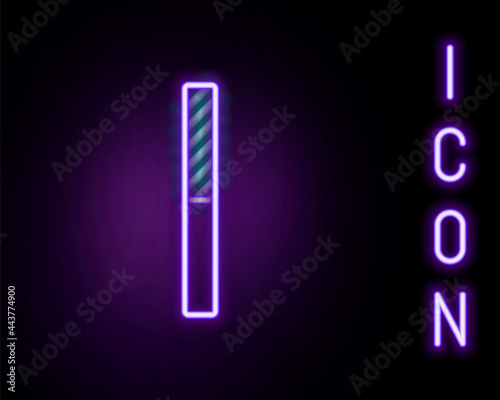 Glowing neon line Nail file icon isolated on black background. Manicure tool. Colorful outline concept. Vector