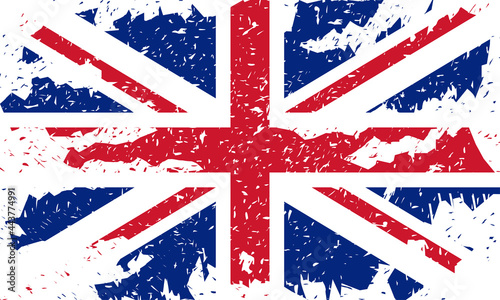 UK flag. Grunge British flag. Vector illustration.