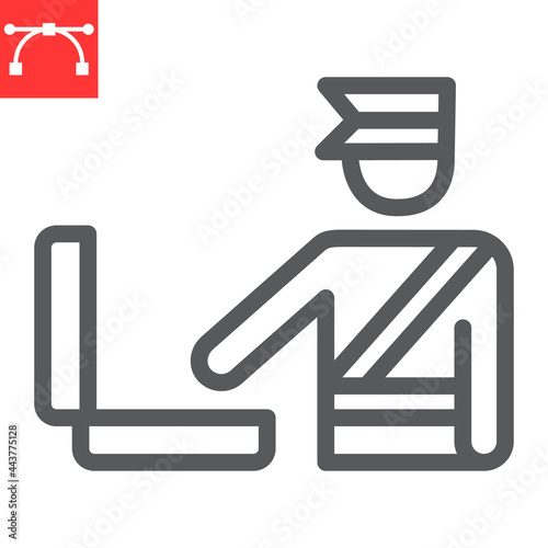Customs inspection line icon, security checkpoint and airport, luggage control vector icon, vector graphics, editable stroke outline sign, eps 10.