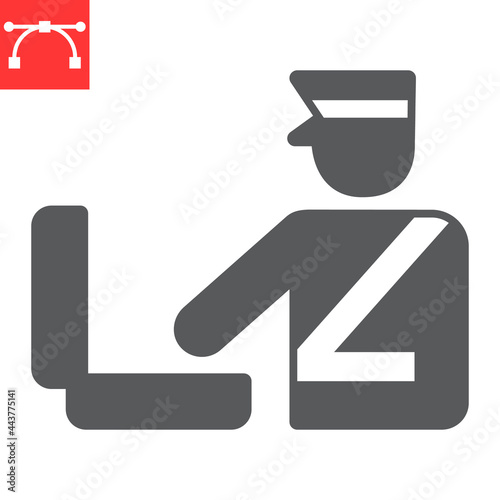 Customs inspection glyph icon, security checkpoint and airport, luggage control vector icon, vector graphics, editable stroke solid sign, eps 10.